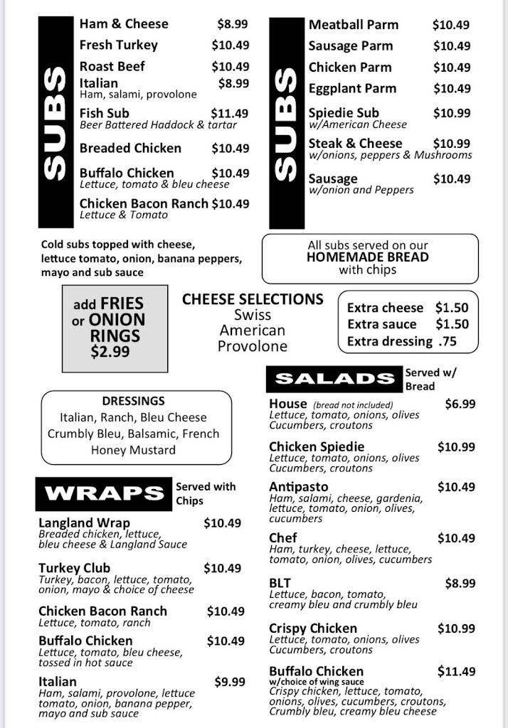 Langland's Menu 1